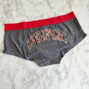 Pink by Victoria Secret red grey plaid SHORTIE logo band size M